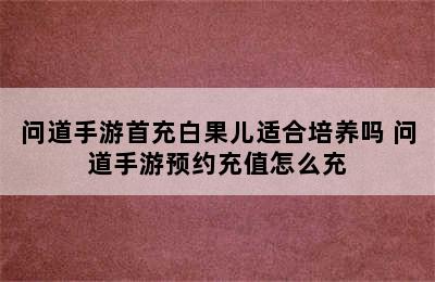 问道手游首充白果儿适合培养吗 问道手游预约充值怎么充